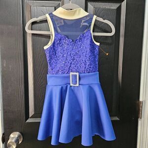 Weissman NWOT child small dance costume blue lyrical jazz solo tap
